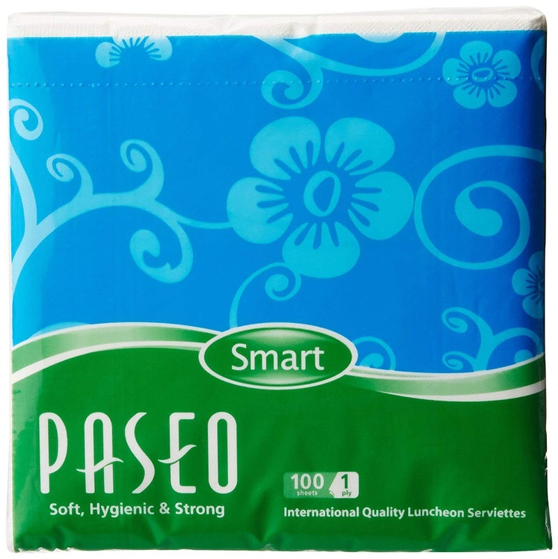 PASEO smart International Quality Luncheon Serviettes (Paper napkin) 100 sheets 1 ply Pack of 10 - Image 1