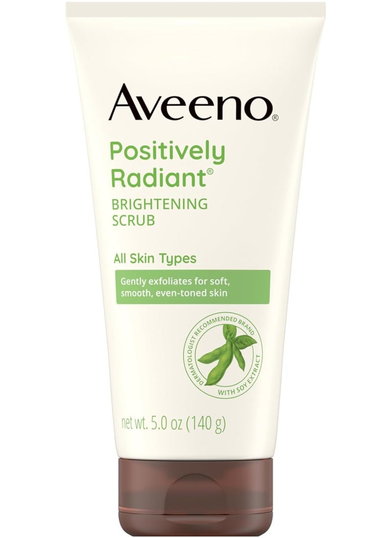 Aveeno Aveeno Positively Radiant Exfoliating Facial Scrub, Brightening Face Scrub with Soy Extract to Visibly Improve Skin Tone and Texture, Oil-Free, Soap-Free, Hypoallergenic Formula, 5 FL OZ  - Image 1