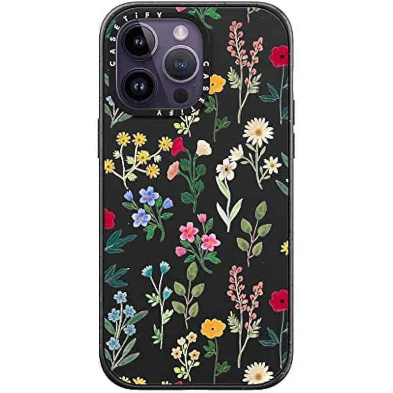 Casetify Impact iPhone 14 Pro Max Case 【4X Military Grade Drop Tested / 8.2ft Drop Protection/Compatible with Magsafe】 - Spring Botanicals 2 - Matte Black - Image 1