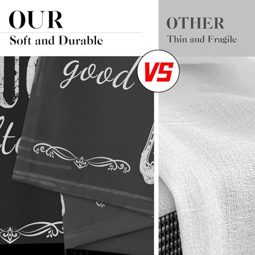 Tayney Black White Kitchen Window Curtains Valance and Tier Set 36 Inch Farmhouse Eat Good Laugh Often Live Well Rod Pocket Short Tier Curtain, Abstract Small Drapes for Kitchen Decor - Image 5