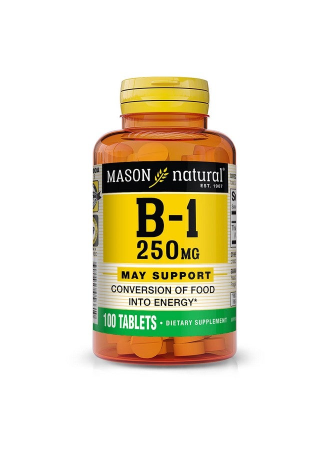 Mason Natural Vitamin B1 Thiamine Tablets 250 Mg 100Count Bottle Dietary Supplement Supports Energy Production And Healthy Metabolism Helps Break Down Fats And Protein - Image 1