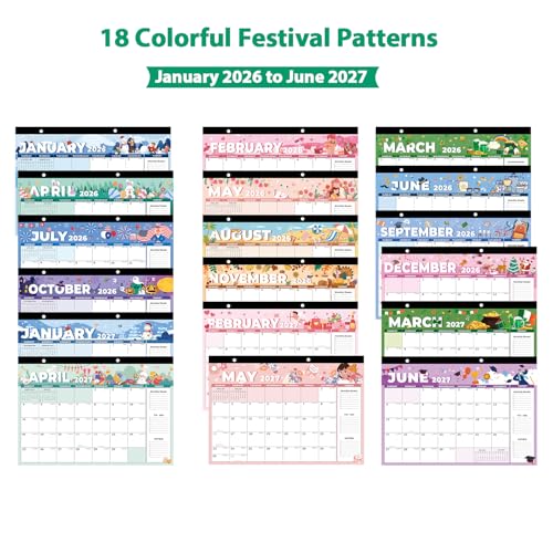 Amanbo Desk Calendar 2026, 18 Months Calendar Runs from January 2026 to June 2027 - Large 17" x 12" Desktop/Wall Monthly Calendar for Home School, or Office - Image 2