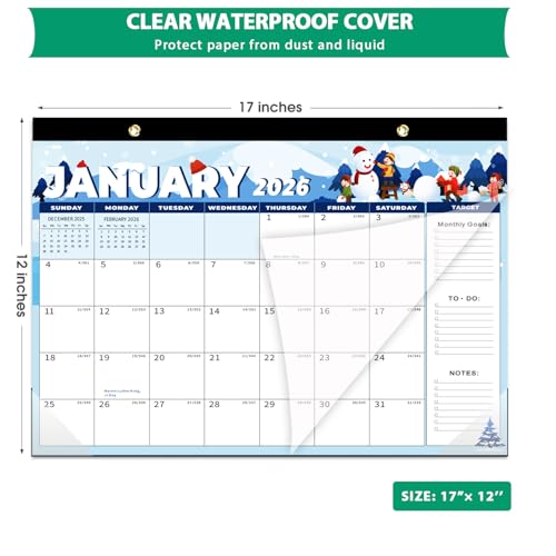 Amanbo Desk Calendar 2026, 18 Months Calendar Runs from January 2026 to June 2027 - Large 17" x 12" Desktop/Wall Monthly Calendar for Home School, or Office - Image 4