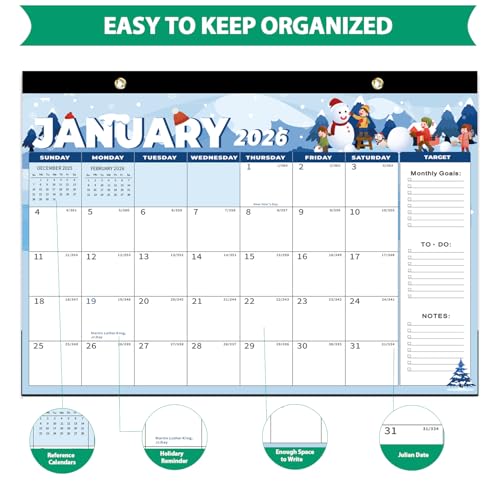 Amanbo Desk Calendar 2026, 18 Months Calendar Runs from January 2026 to June 2027 - Large 17" x 12" Desktop/Wall Monthly Calendar for Home School, or Office - Image 3