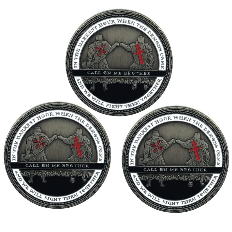 Woerda Armor of God Challenge Coin Knights Templar Oath Coin for Religious Collectible Gift Pack of 3 - Image 3