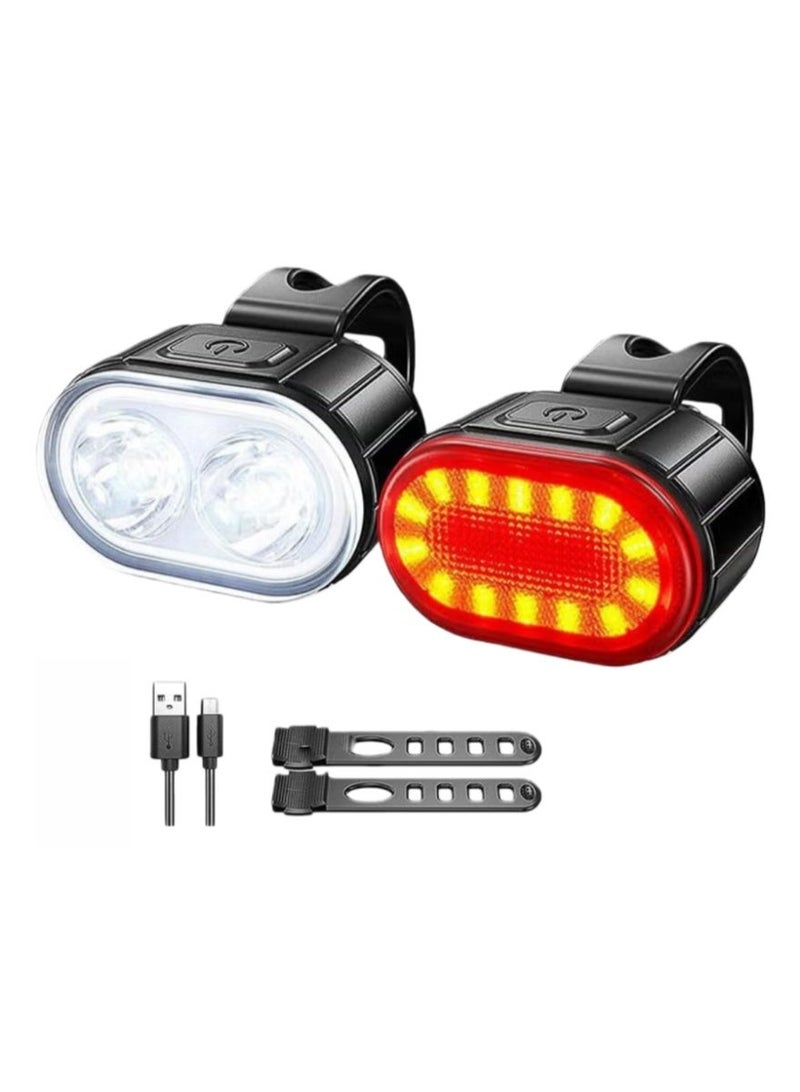 Halamine Night Riding Safety Riding Light Set with USB Charging, Long Battery Life, Waterproof Night Riding Light, Front and Rear Light Combination - Image 1