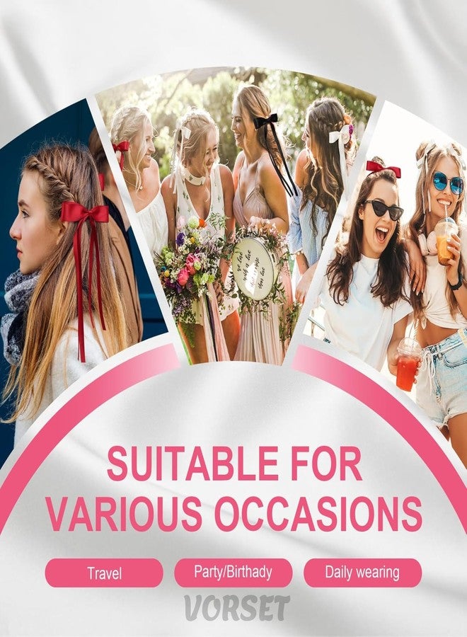 VORSET 4 Pcs Ribbon Hair Clips Bowknot With Long Tail Bow Hair Clips for Women with Bowknot Clips Hair Bows for Women Ribbon for Hair Barrettes Bow - Image 3