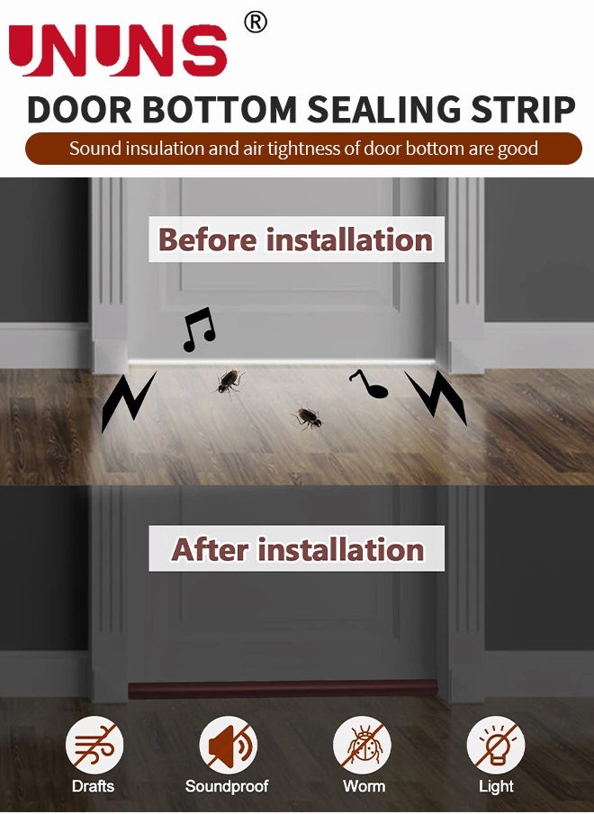 UNUNS Double Door Draft Stopper,3-Piece 37 Inch Under Door Draft Stopper,Insulator Door Sweep,Window Breeze Blocker Adjustable Door Sweeps,Brown  - Image 5