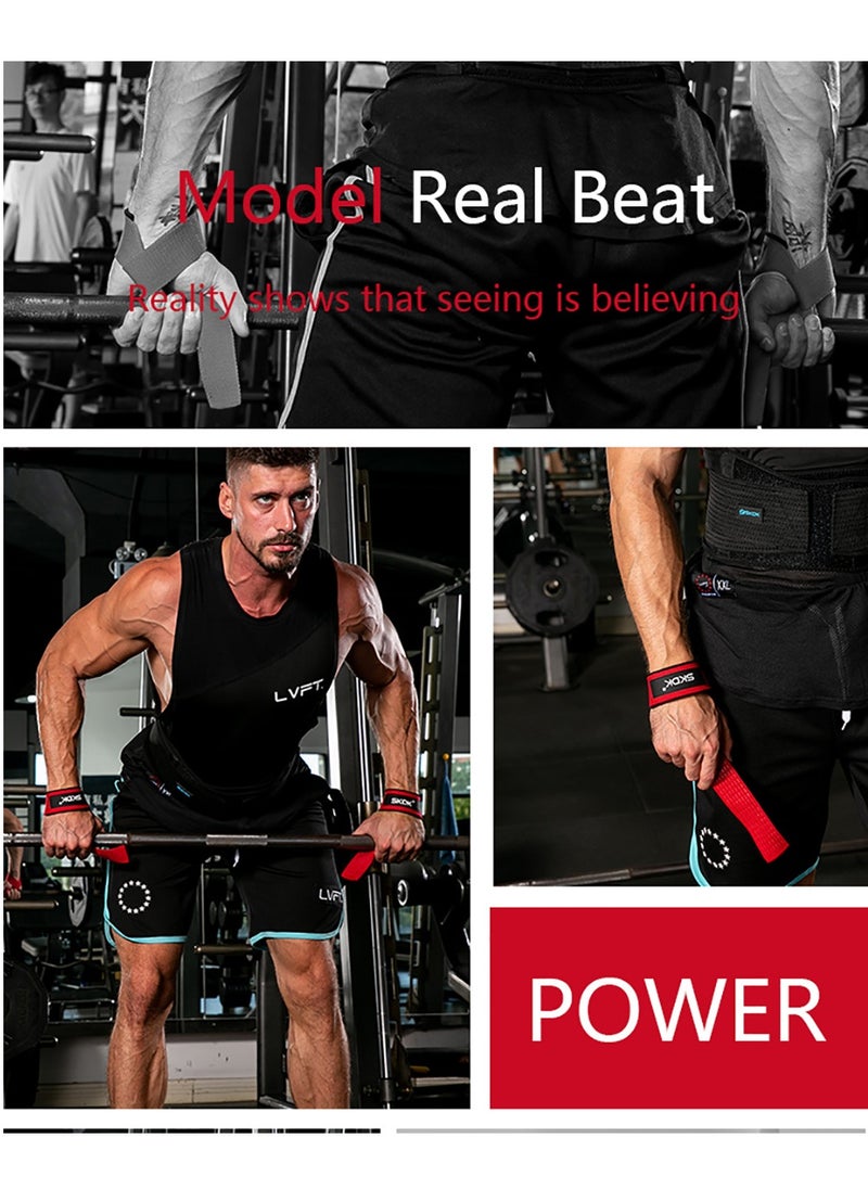 SKDK - Non-Slip Silicone Lifting Straps, Straps for Gym, Weightlifting, Wristbands Gym Straps for Gym Women, Men, Weightlifting, Bodybuilding, Strength Training（Red) - Image 1
