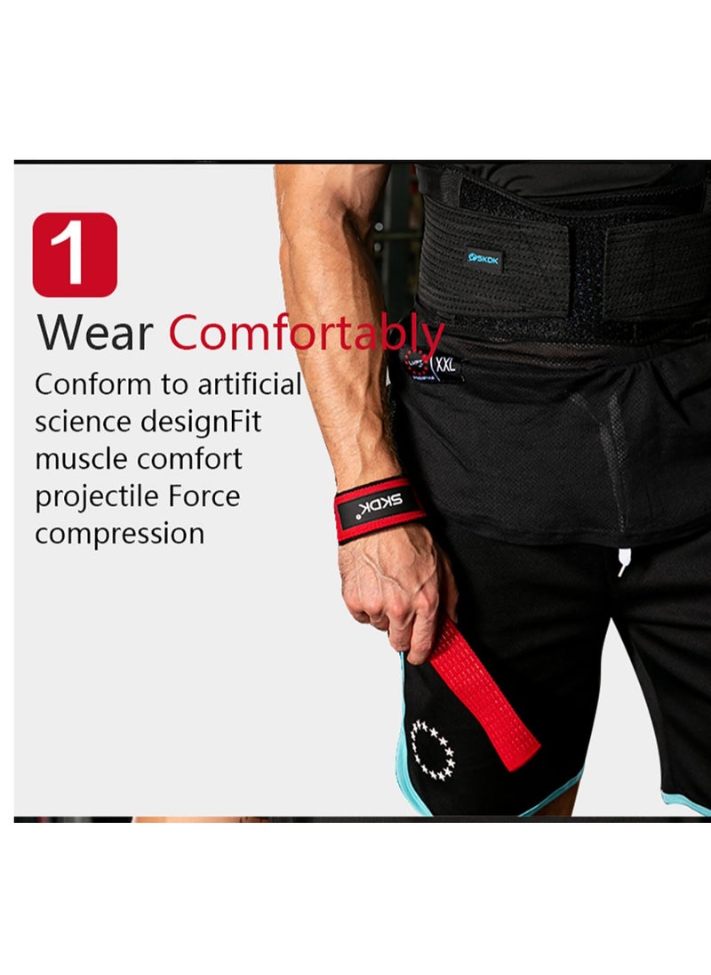 SKDK - Non-Slip Silicone Lifting Straps, Straps for Gym, Weightlifting, Wristbands Gym Straps for Gym Women, Men, Weightlifting, Bodybuilding, Strength Training（Red) - Image 1