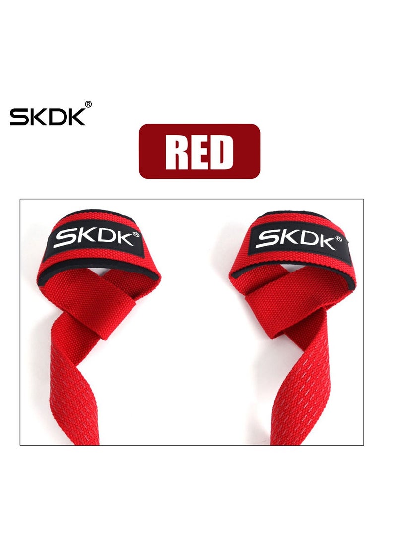 SKDK - Non-Slip Silicone Lifting Straps, Straps for Gym, Weightlifting, Wristbands Gym Straps for Gym Women, Men, Weightlifting, Bodybuilding, Strength Training（Red) - Image 1