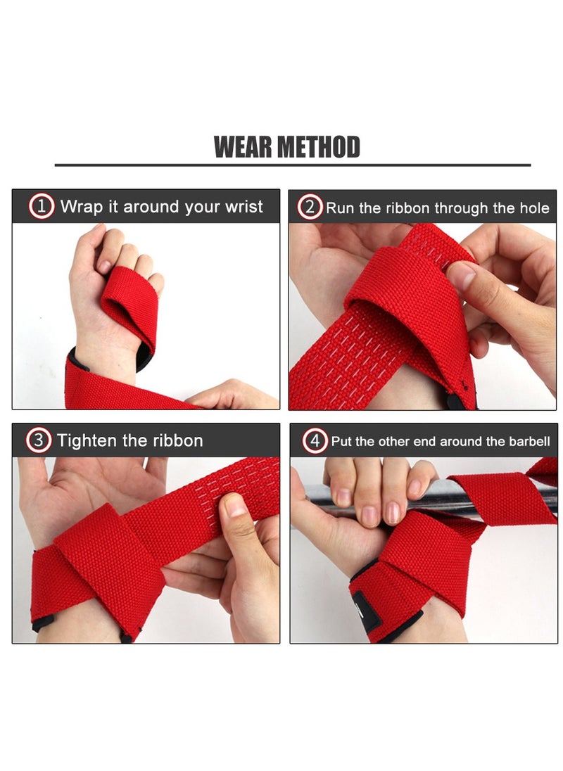 SKDK - Non-Slip Silicone Lifting Straps, Straps for Gym, Weightlifting, Wristbands Gym Straps for Gym Women, Men, Weightlifting, Bodybuilding, Strength Training（Red) - Image 1