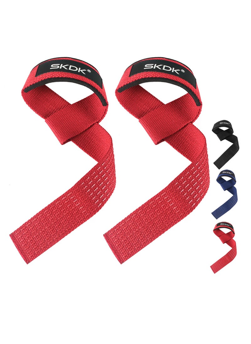 SKDK - Non-Slip Silicone Lifting Straps, Straps for Gym, Weightlifting, Wristbands Gym Straps for Gym Women, Men, Weightlifting, Bodybuilding, Strength Training（Red) - Image 1
