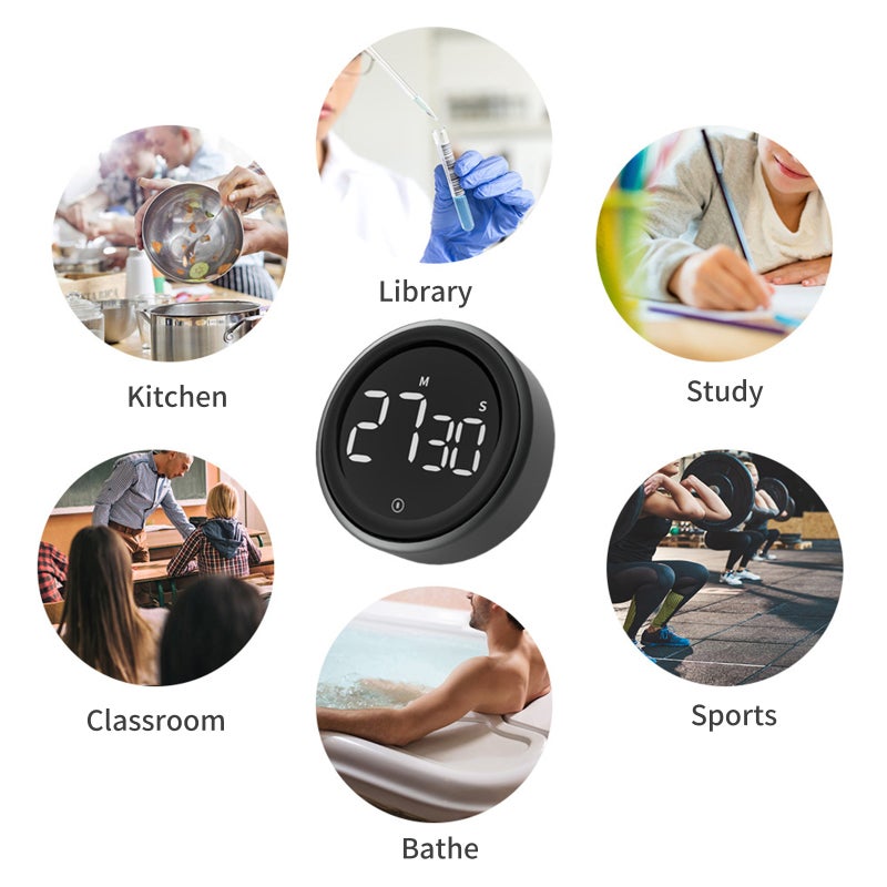Digital Kitchen Timer: Black Large Display - Loud Alarm Kids Timer for Home Kitchen, Kids Homework & Daily Timing - Image 5