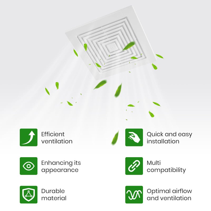 Calvana (2-Pack) BP90 Bathroom Exhaust Fan Cover, 9-1/4" x 9" Vent Cover Replacement, Compatible with Broan-NuTone, Square Ceiling or Wall-Mount, Fits Models BP46 663 670 671 675 688 689, White - Image 3