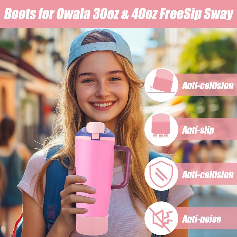 Mity Rain 2Pcs Protective Silicone Boots For Owala 30Oz & 40Oz Freesip Sway Bottles & Tumblers - Accessories For Owala  Enhances Stability & Prevents Scratches (Light Pink) - Image 4