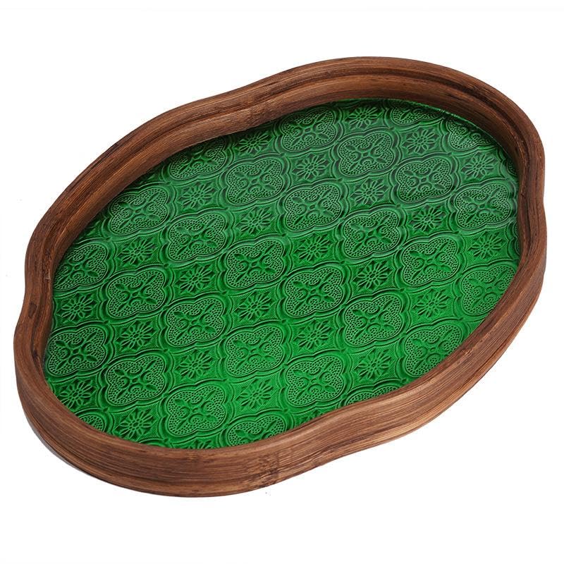 IEUDNS Begonia Flower Glass Tray Storage Tray Holder Storage Tea Cup Decorative Tray, Green Small - Image 4