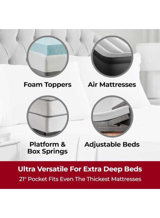 Mellanni Extra Deep Full Sheets - 4 PC Iconic Collection Bedding - Hotel Luxury, Ultra Soft, Cooling Bed Sheets - Wrinkle, Fade, Stain Resistant (Full, White) - Image 2