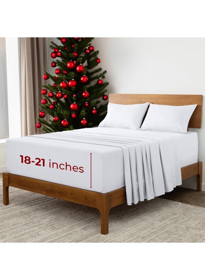 Mellanni Extra Deep Full Sheets - 4 PC Iconic Collection Bedding - Hotel Luxury, Ultra Soft, Cooling Bed Sheets - Wrinkle, Fade, Stain Resistant (Full, White) - Image 1