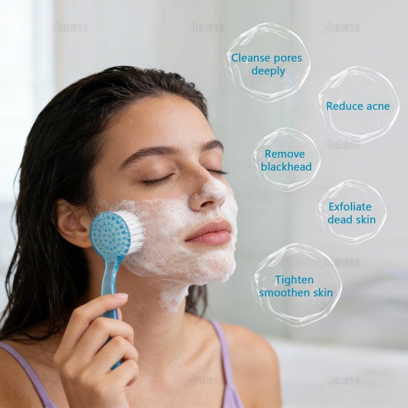 AUEAR, 4 Pack Face Brush for Cleansing and Facial Cleaning with Cap for Women and Girls Wash Makeup Massaging - Image 3