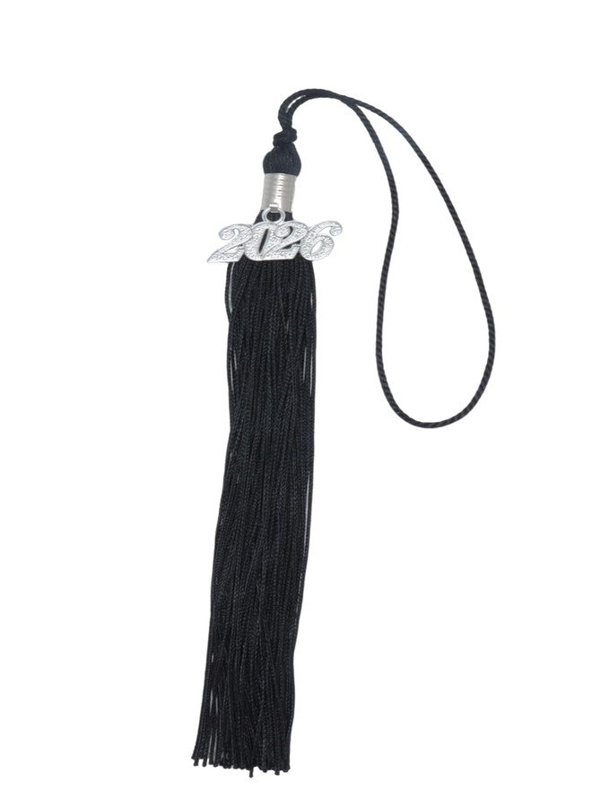 Sowaka Academic Graduation Tassel with 2026 Year Charm Gold Silver Hanging Pendant Tassel for Doctor Bachelor Graduate Cap Souvenir Parties Decoration (Black, 2026 - Silver Charm) - Image 1