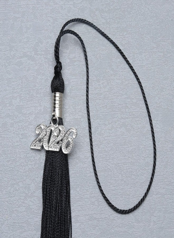 Sowaka Academic Graduation Tassel with 2026 Year Charm Gold Silver Hanging Pendant Tassel for Doctor Bachelor Graduate Cap Souvenir Parties Decoration (Black, 2026 - Silver Charm) - Image 3