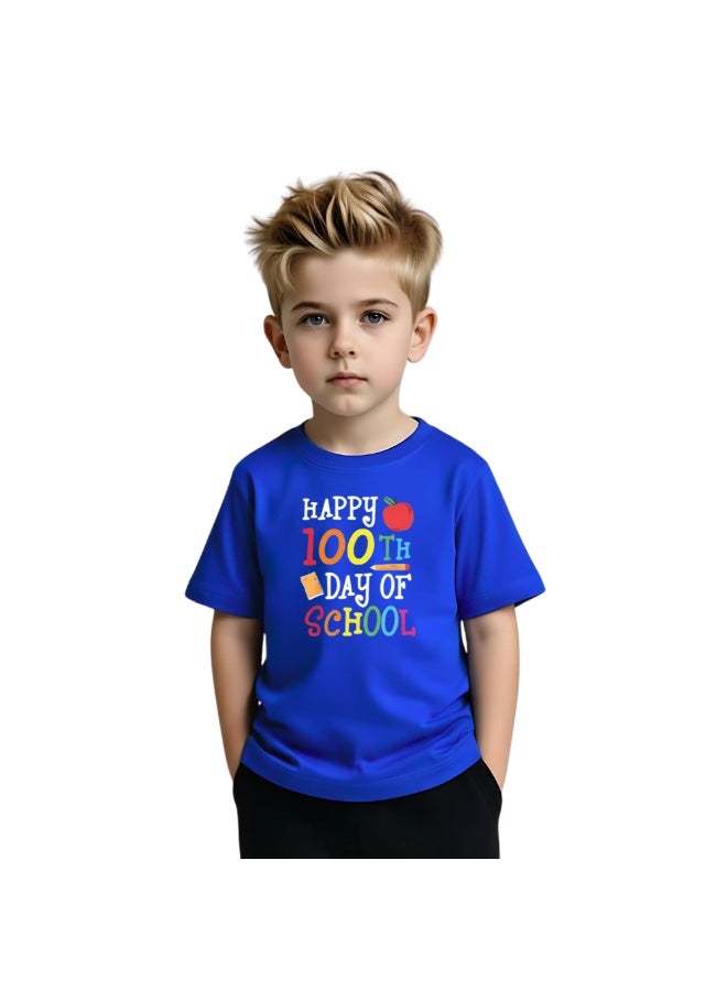 PRINTSHOP4ME Celebrate 100 Days of School Boys Cotton T-Shirt - kid's T-Shirt - Celebrate 100 Days of School - Boys 100 Days of School T-Shirt - kid's Boys Gift - Image 1
