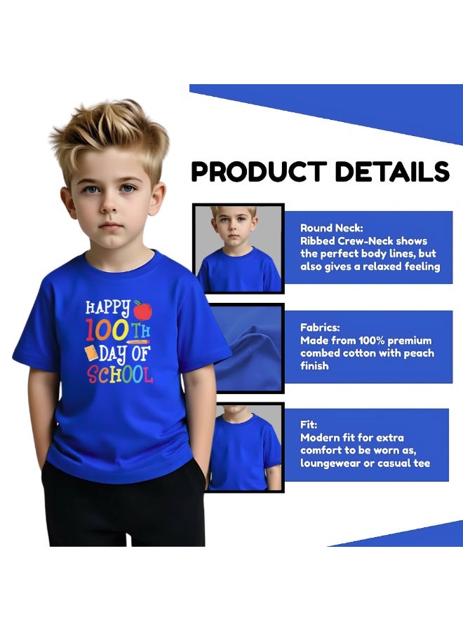 PRINTSHOP4ME Celebrate 100 Days of School Boys Cotton T-Shirt - kid's T-Shirt - Celebrate 100 Days of School - Boys 100 Days of School T-Shirt - kid's Boys Gift - Image 4