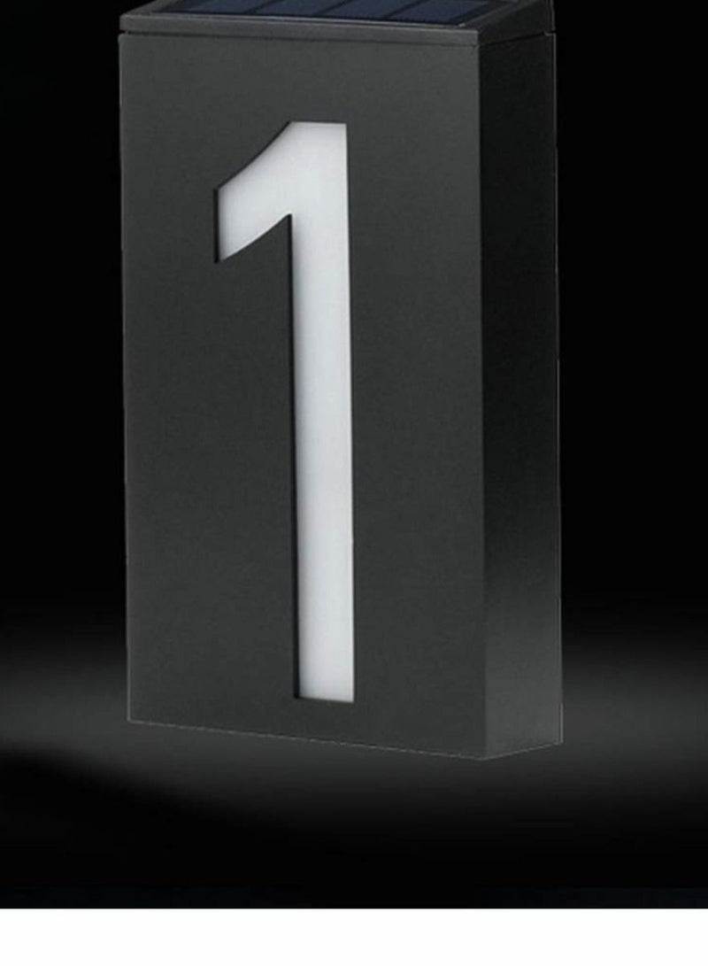 LED Solar House Number Light, Garden Numbers Solar Powered Address Sign LED Illuminated Outdoor Plaques and Wall Art Lighted Up for Home Yard Street (Digit 1)