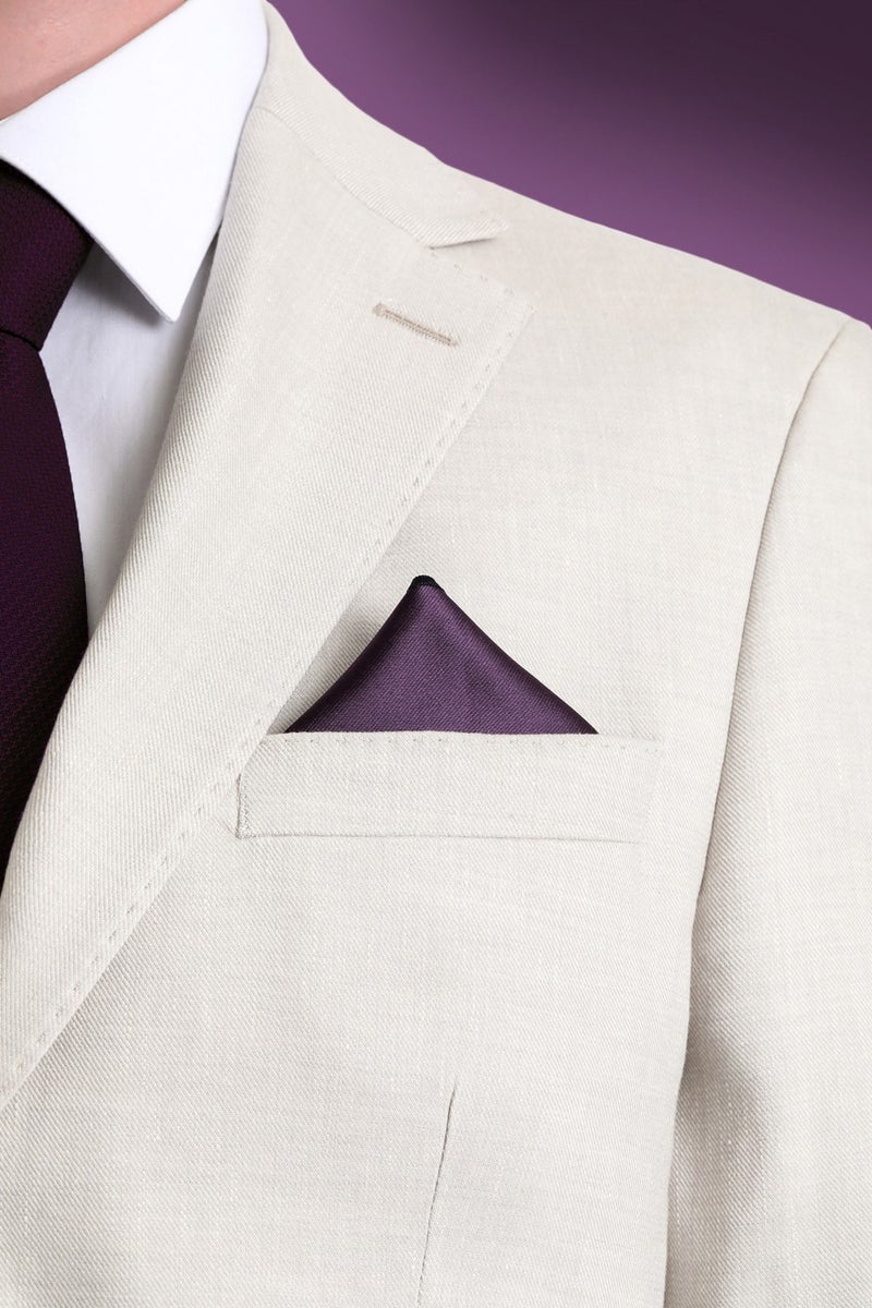 Hatem Saykı Hatem Sayki Purple Plain Classic Satin Pocket Square - Image 2