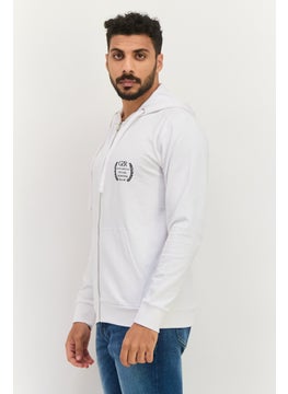 Gazzarrini Men Hooded Brand Logo Long Sleeve Sweatshirt, White  - Image 3