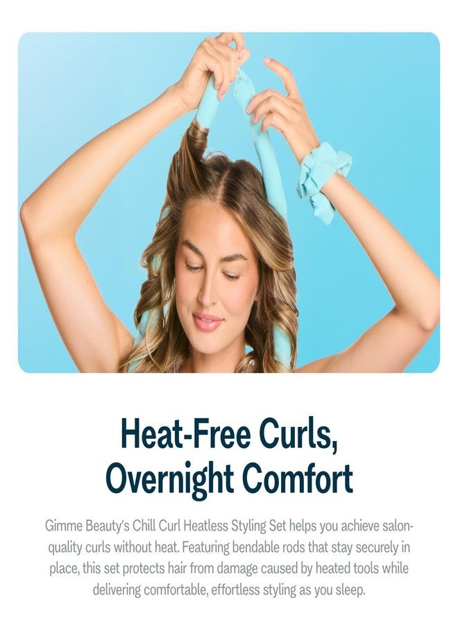 Gimme Beauty Chill Curl Heatless Styling Set - Gentle & Breatable Hair Rods for Overnight Curls - Natural Waves with a Frizz-Free Finish - Clip & Scrunchies for Secure Hold - Medium Hair, 4 Count - Image 4