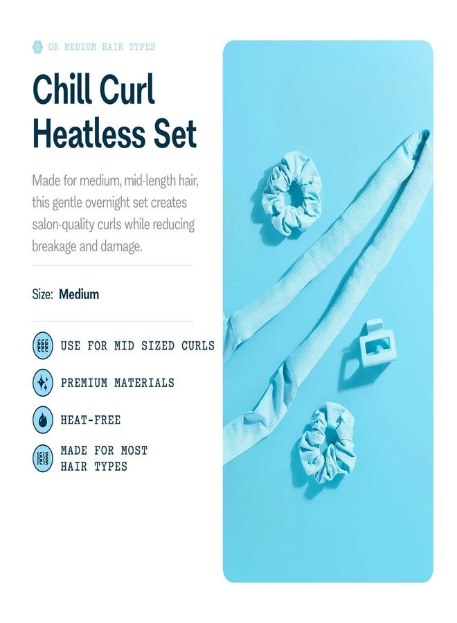 Gimme Beauty Chill Curl Heatless Styling Set - Gentle & Breatable Hair Rods for Overnight Curls - Natural Waves with a Frizz-Free Finish - Clip & Scrunchies for Secure Hold - Medium Hair, 4 Count - Image 2