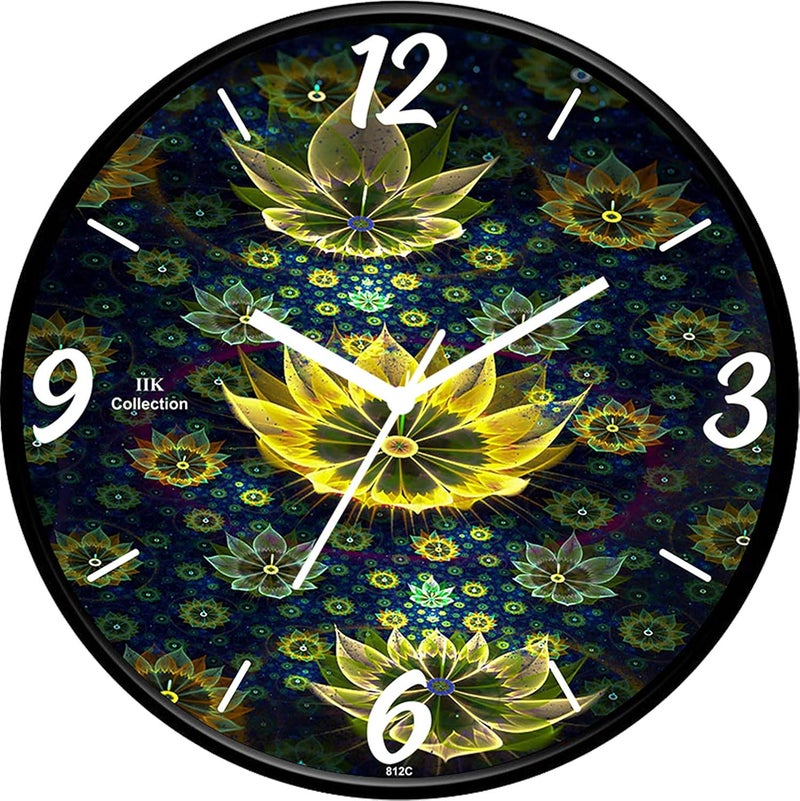 IIK COLLECTION Designer Analogue Round Plastic Wall Clock with Glass (28 cm x 28 cm x 6 cm, IIK-812C-WC, Multicolour) - Image 1