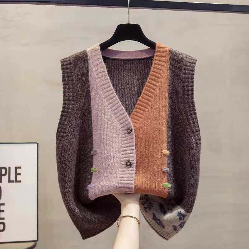 Z Sweater Knitted Cardigan Vest Fashion Meat Covering All-Match Loose Outer Wear Clip Outer Vest - Image 2