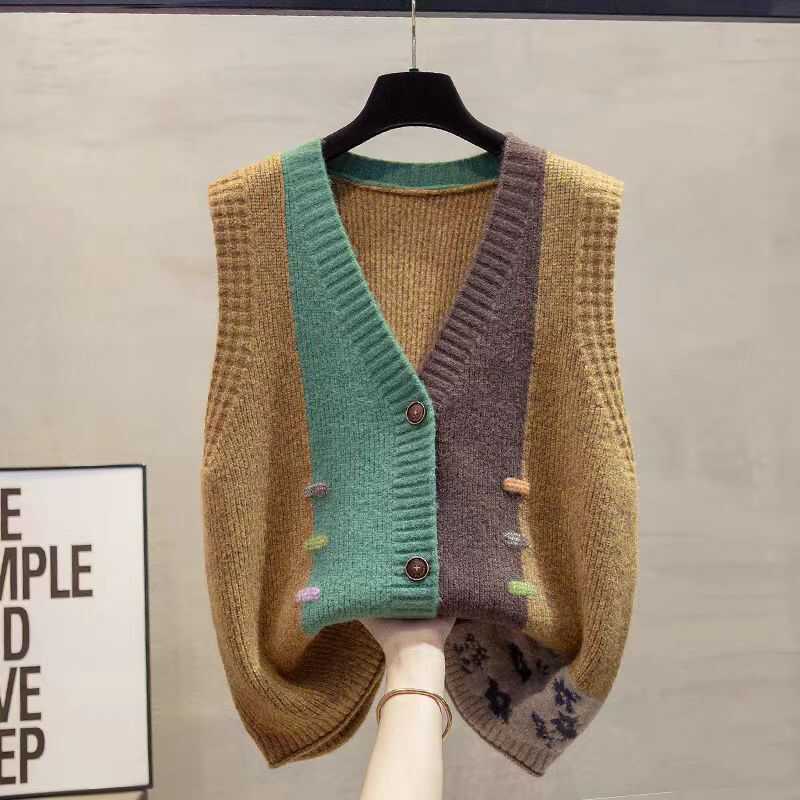 Z Sweater Knitted Cardigan Vest Fashion Meat Covering All-Match Loose Outer Wear Clip Outer Vest - Image 3