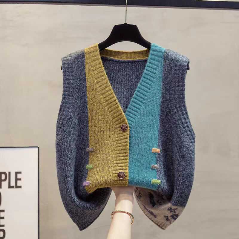 Z Sweater Knitted Cardigan Vest Fashion Meat Covering All-Match Loose Outer Wear Clip Outer Vest - Image 1