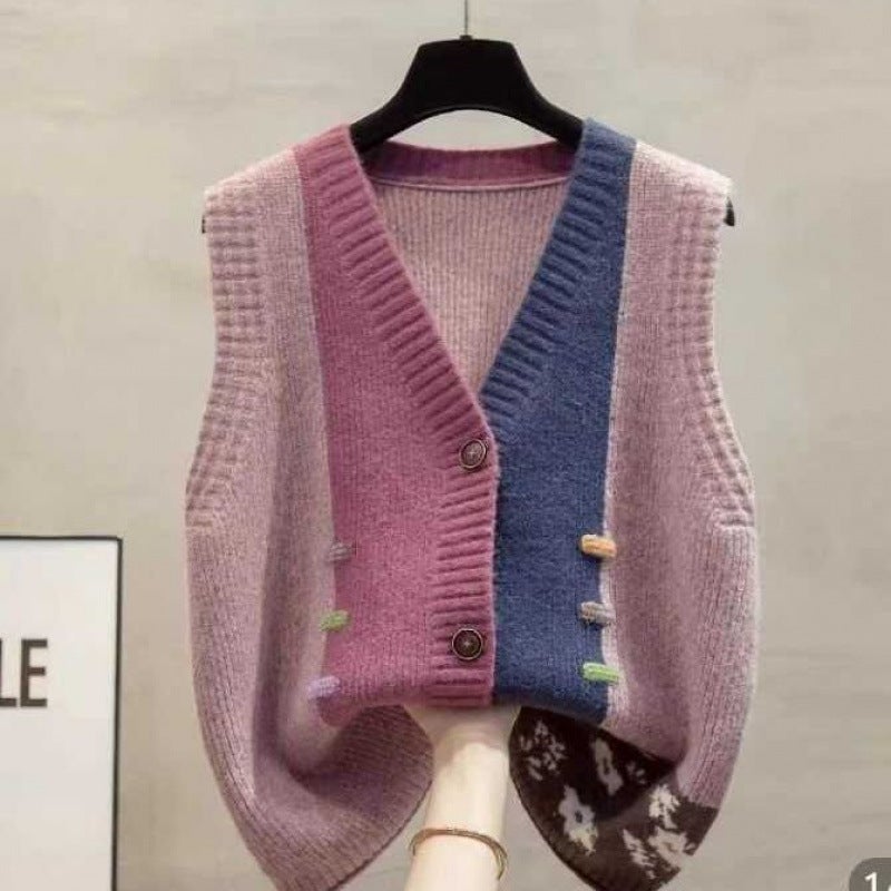 Z Sweater Knitted Cardigan Vest Fashion Meat Covering All-Match Loose Outer Wear Clip Outer Vest - Image 5