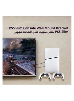 PGTECH PS5 Slim Wall Mount Stand 2023 (Disc And Digital Edition) With 2 Removable Controller Holder , Screw Fixing (hite)  - Image 2