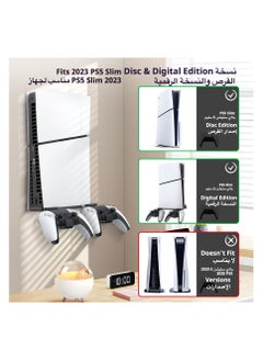 PGTECH PS5 Slim Wall Mount Stand 2023 (Disc And Digital Edition) With 2 Removable Controller Holder , Screw Fixing (hite)  - Image 3