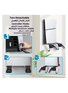 PGTECH PS5 Slim Wall Mount Stand 2023 (Disc And Digital Edition) With 2 Removable Controller Holder , Screw Fixing (hite)  - Image 4