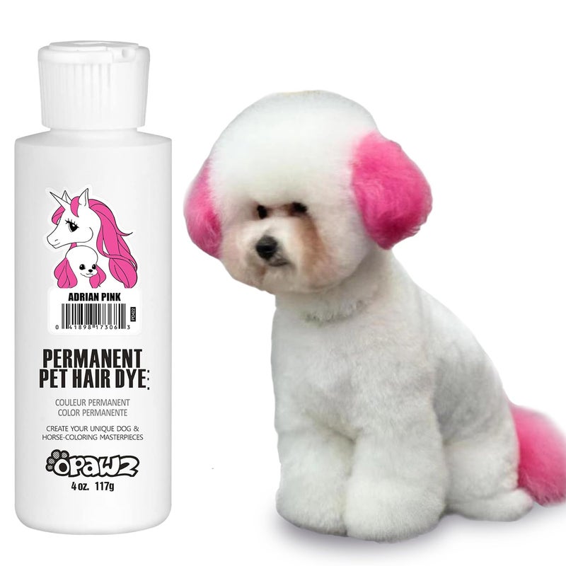 OPAWZ Permanent Dog Hair Dye, Pet Hair Dye Safely Used by Grooming Salons for a Decade, Pet Safe Dye Lasts Over 20 Washes, Bright Color for Dogs and Horses (Adrian Pink) - Image 1