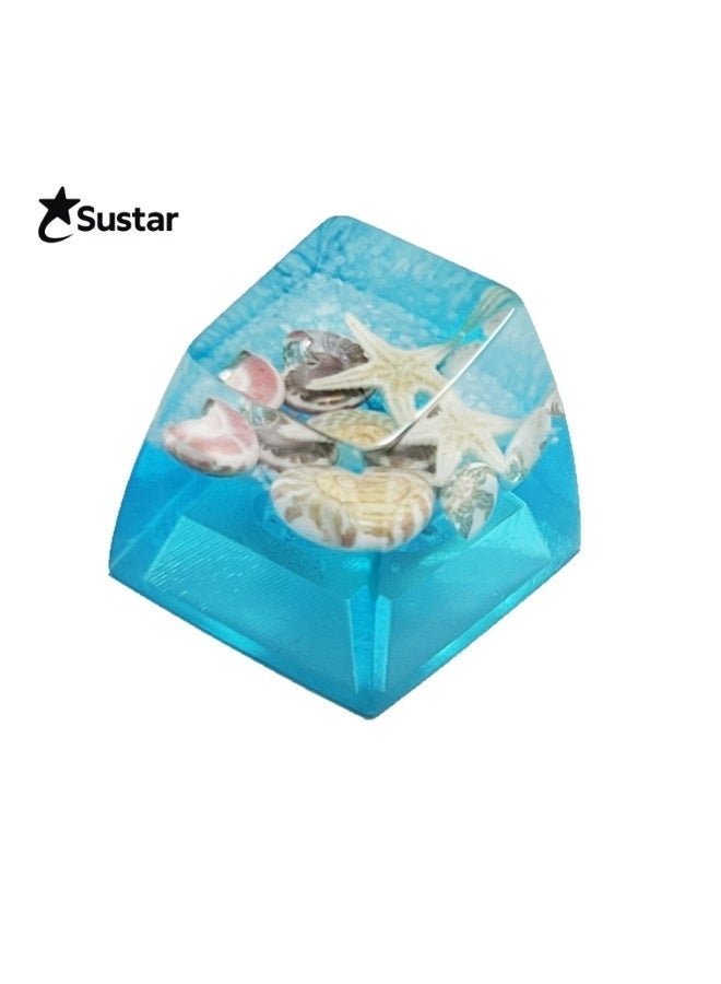 Original High-Transparency Resin Seashell Keycap, Ocean Theme Handmade Keycap for Cross Shaft Mechanical Keyboards - Image 2