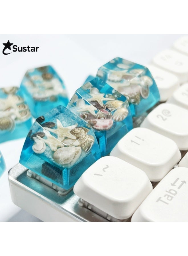Original High-Transparency Resin Seashell Keycap, Ocean Theme Handmade Keycap for Cross Shaft Mechanical Keyboards - Image 1