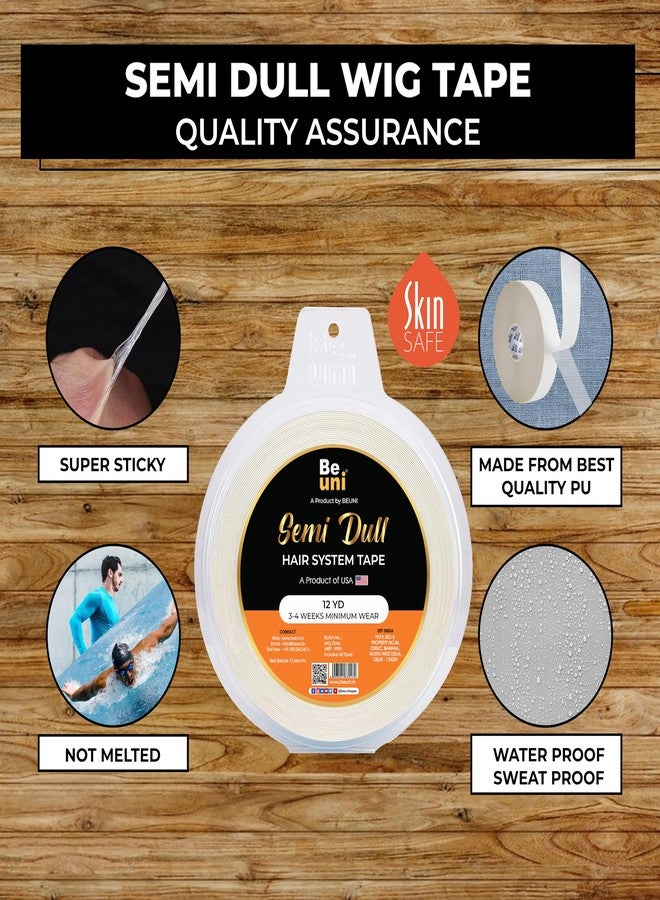 Beuni Semi Dull Hair Patch Tape For Men - Super Super Hold Up To 2-4 Weeks | No Shine Tape For Hair Patch | Waterproof Wig Tape For Men | Skin Safe, Non-Allergic, Medical Grade Material | 12 Yrd - Image 2