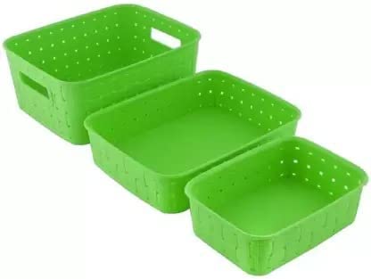 WROPZO Multipurpose Smart Shelf Basket Set 3 Pc Storage Basket for Fruits Vegetables Plastic Fruit Vegetable Basket - Image 2