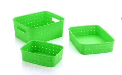 WROPZO Multipurpose Smart Shelf Basket Set 3 Pc Storage Basket for Fruits Vegetables Plastic Fruit Vegetable Basket - Image 4
