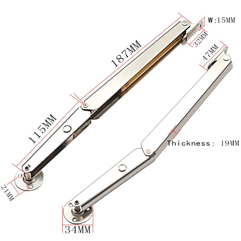 Beikalone Pack of 2 Pneumatic Lid Lifters (200N/44lb), Heavy Duty Gas Springs Lid Support Hinge, with Soft Close, Perfect for Heavy Drop Lids  - Image 2