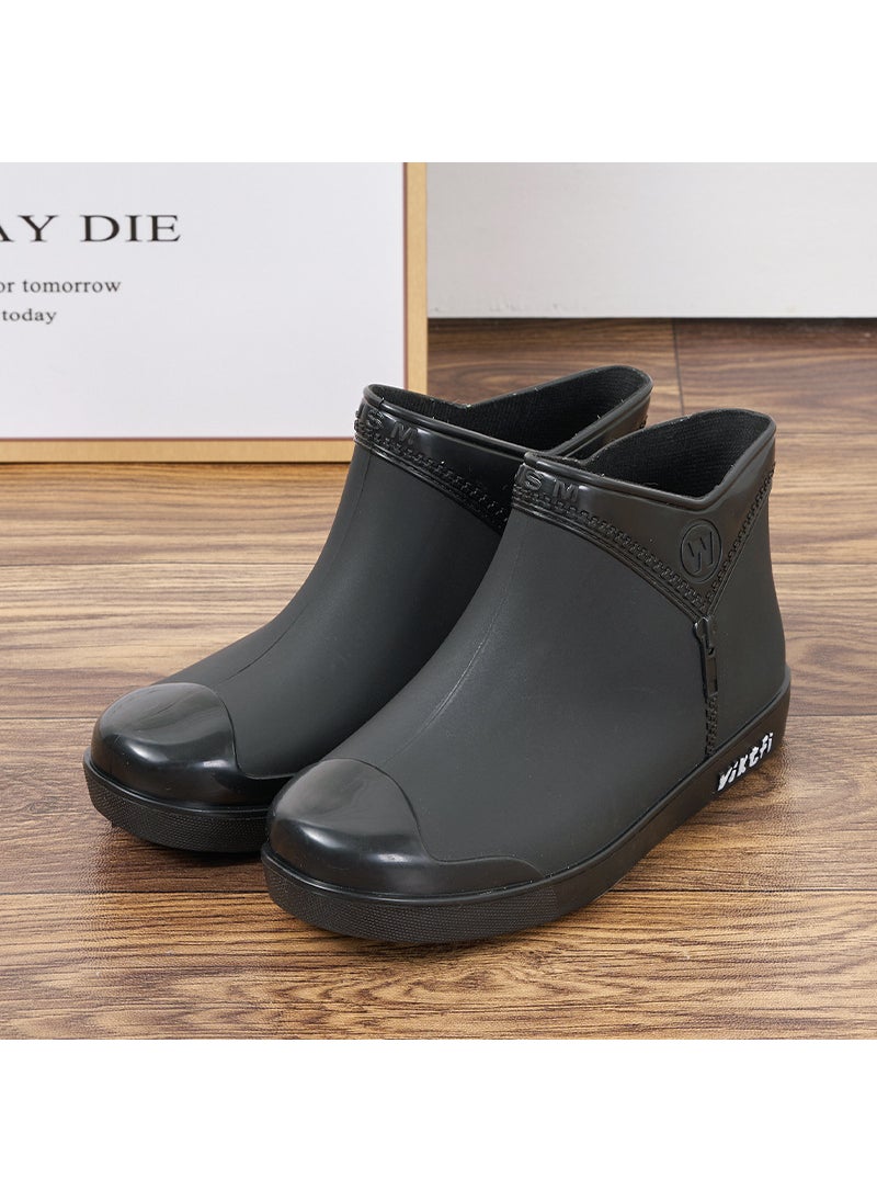 Generic Fashion Ladies Slip-On Rain Boots Comfortable Non-Slip Black 