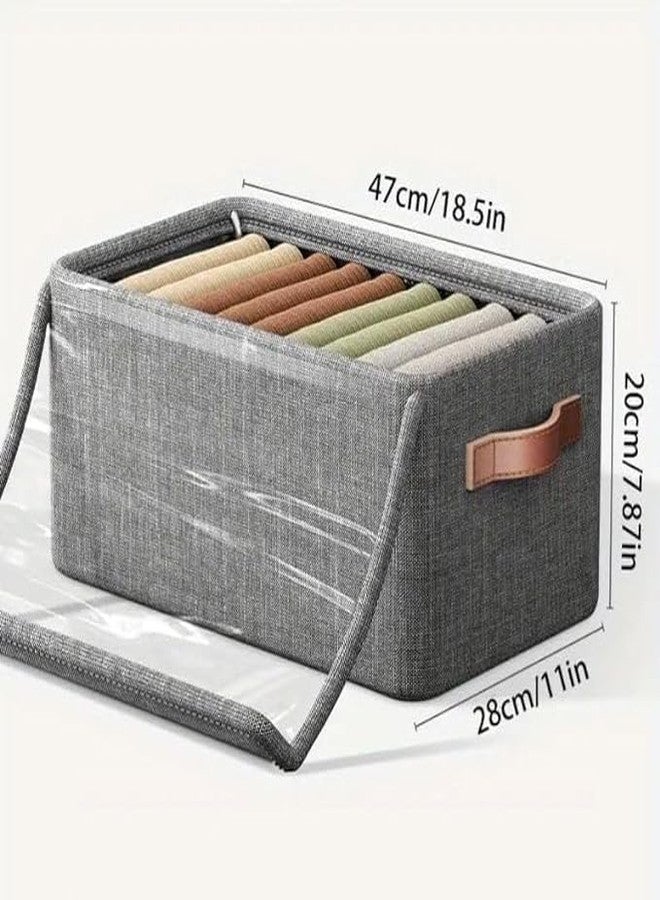 Flygon Storage Bins With Lids, Transparent Lids Window Fabric Storage Boxes, Foldable Storage Baskets With Handles, Closet Organizers And Storage Bins For Clothes, Rectangular - Image 2